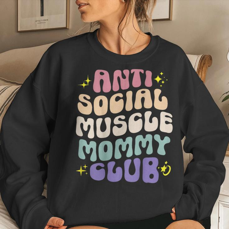 Anti Social Muscle Mommy Club Groovy Pump Cover Women Sweatshirt Gifts for Her
