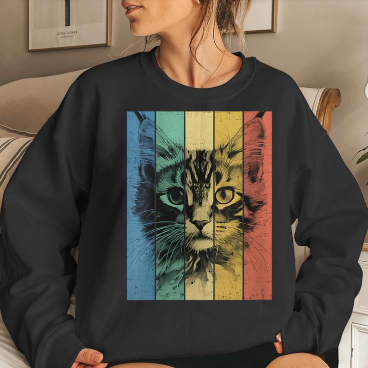 Australian Mist Cat Portrait Vintage Style Mom Dad Women Sweatshirt Gifts for Her