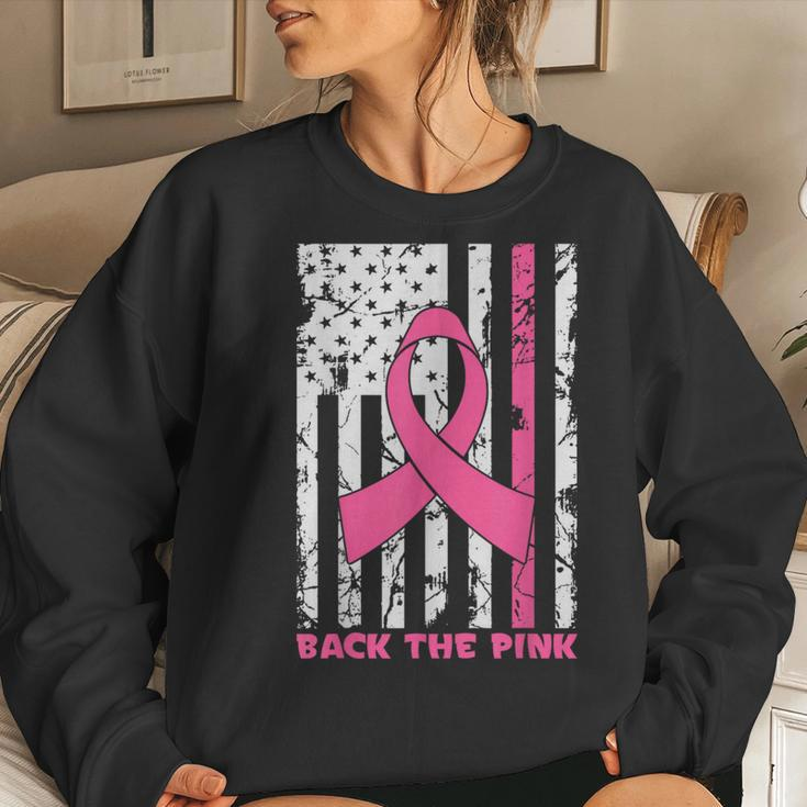 Back The Pink Breast Cancer Awareness Flag Toddler Women Sweatshirt Gifts for Her