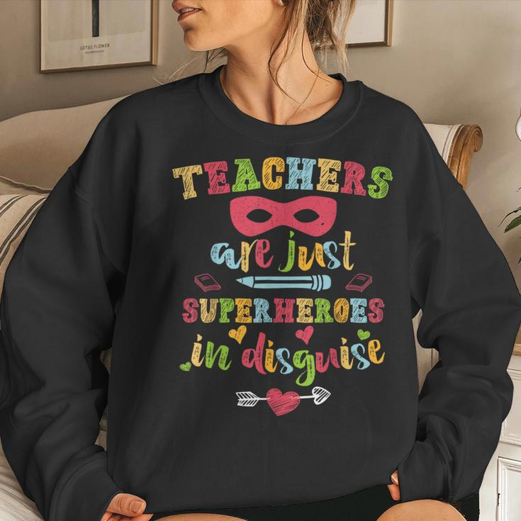 Back To School Teachers Are Superheroes Hand Drawn Women Sweatshirt Gifts for Her