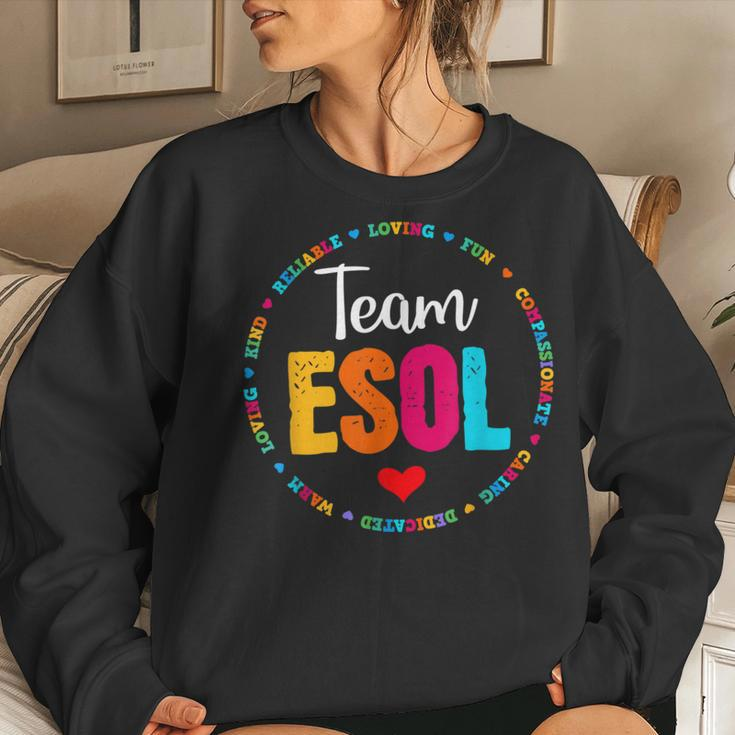 Back To School Teachers Crew Students - Team Esol Teacher Women Crewneck Graphic Sweatshirt Gifts for Her