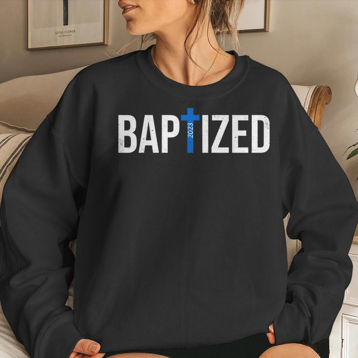 Baptized 2023 Christian Water Baptism Church Group Christ Women Crewneck Graphic Sweatshirt Gifts for Her