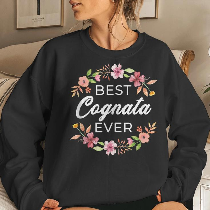 Best Cognata Ever Italian Sister In Law Floral Women Sweatshirt Gifts for Her