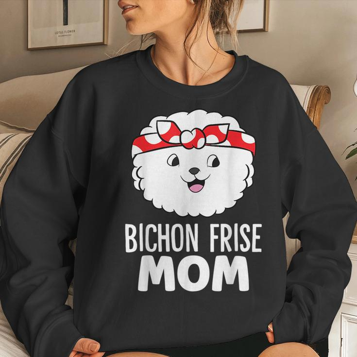 Bichon Frise Dog Owner Mama Funny Bichon Frise Mom Women Crewneck Graphic Sweatshirt Gifts for Her