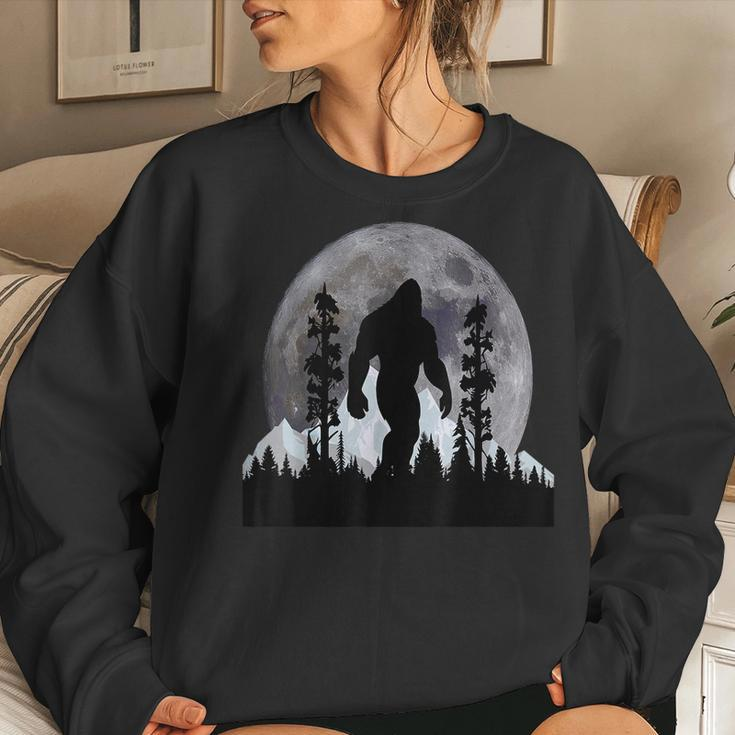 Bigfoot In The Forest Moon Night Cool Sasquatch Women Sweatshirt Gifts for Her