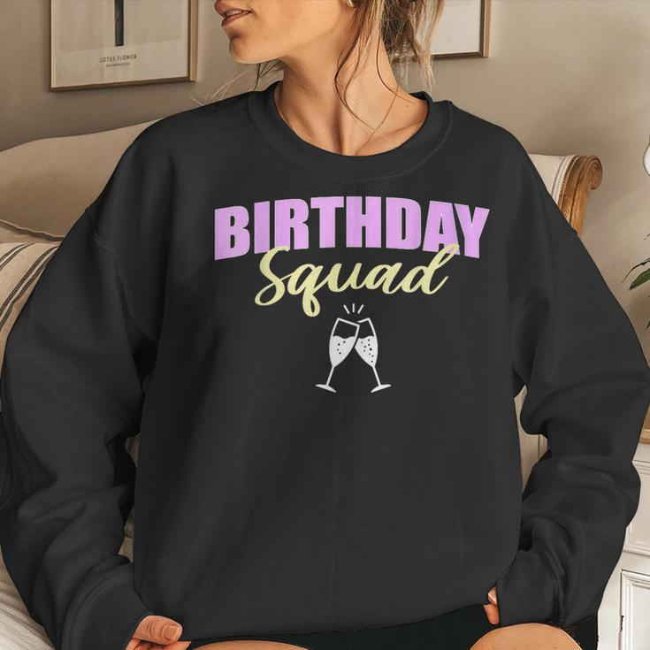 Birthday Squad Champagne Toast Gift For Womens Women Crewneck Graphic Sweatshirt Gifts for Her