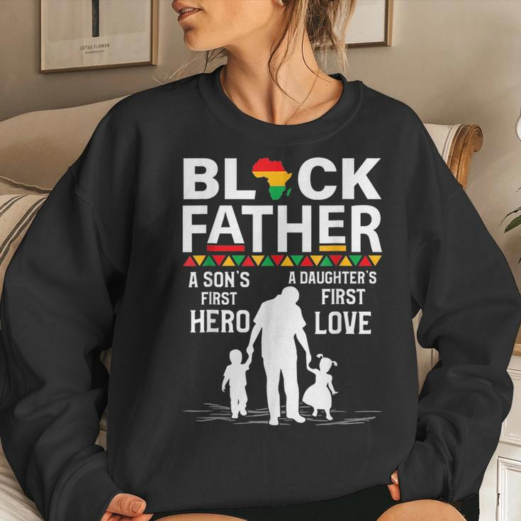 Black Father Son Daughter African American Dad Fathers Day Women Crewneck Graphic Sweatshirt Gifts for Her