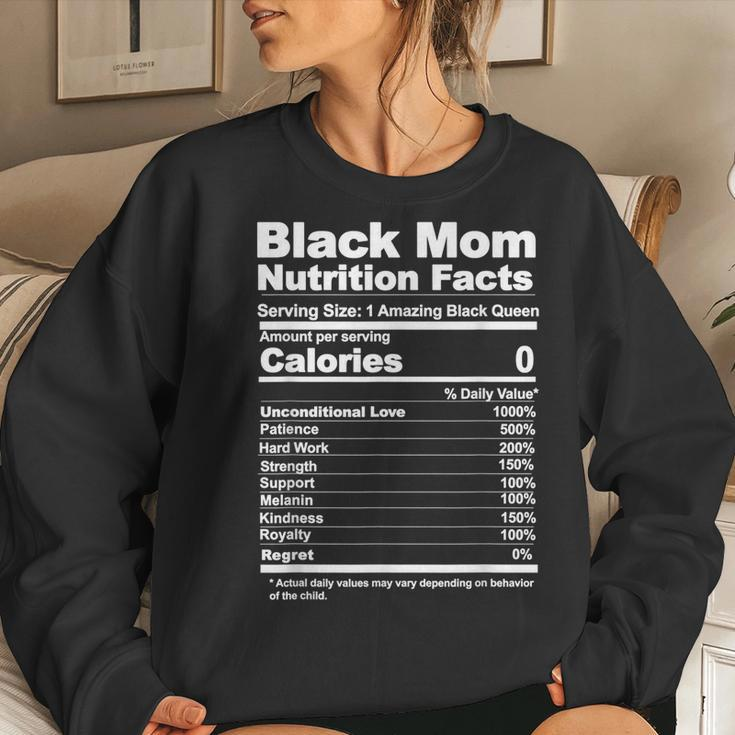 Black Mom Nutrition Facts Women Crewneck Graphic Sweatshirt Gifts for Her