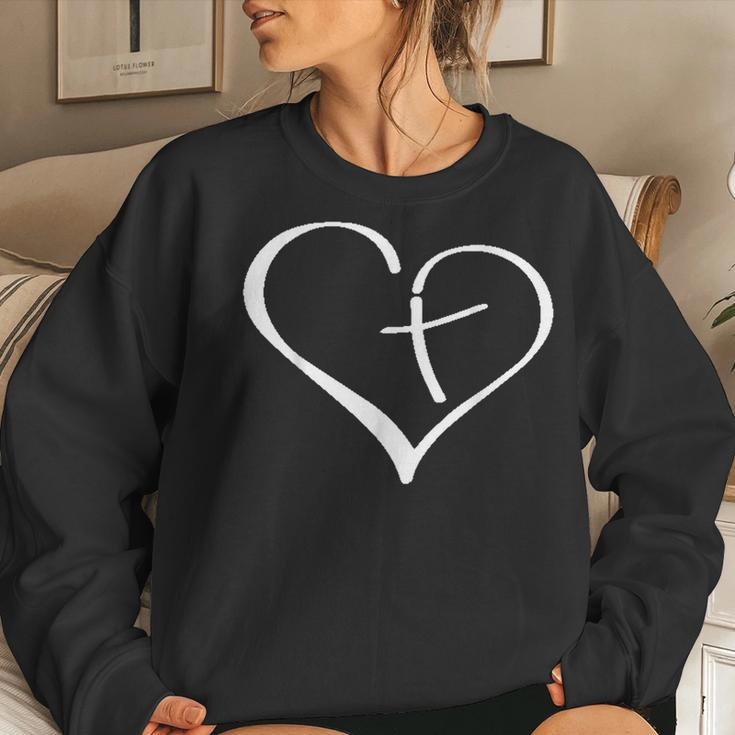 Blessed Heart Cross Jesus Has My Back Faith Christian Women Sweatshirt Gifts for Her