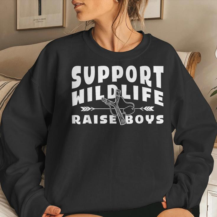 Boy Dad Mom Parent Support Wildlife Raise Boys Women Sweatshirt Gifts for Her