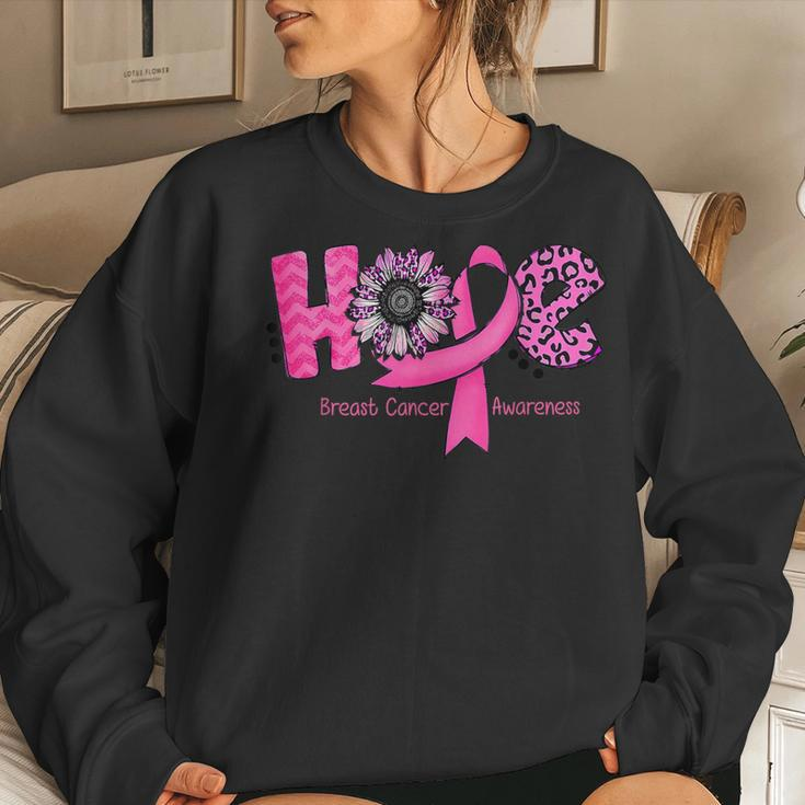 Breast Cancer Awareness Hope Pink Ribbon Leopard Sunflower Women Sweatshirt Gifts for Her