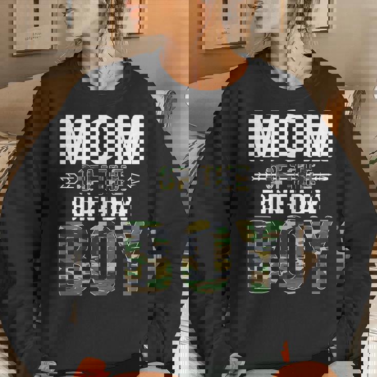 Camouflage Mom Of The Birthday Boy Women Crewneck Graphic Sweatshirt Gifts for Her