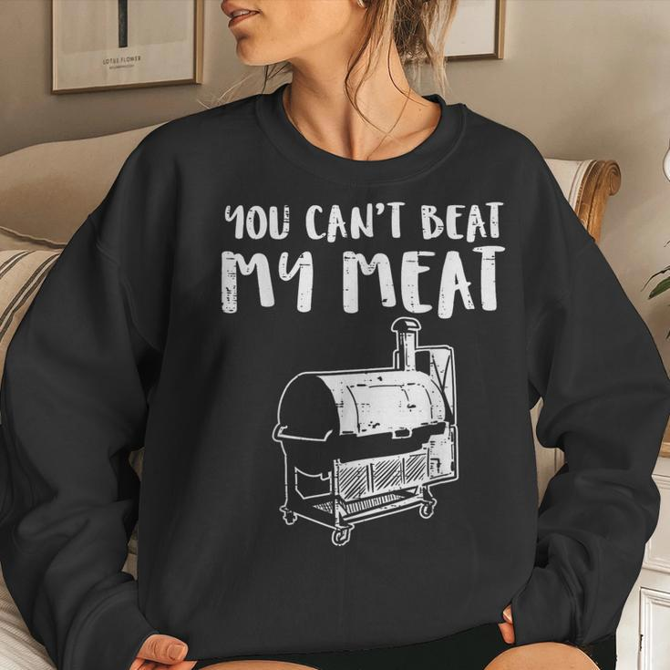 You Cant Beat My Meat Funny Bbq Barbecue Grill Men Women Women Crewneck Graphic Sweatshirt Gifts for Her