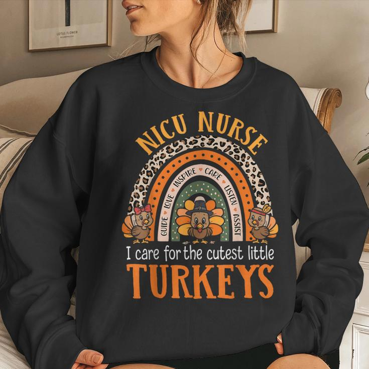 I Care For The Cutest Turkeys Thanksgiving Nicu Nurse Women Sweatshirt Gifts for Her