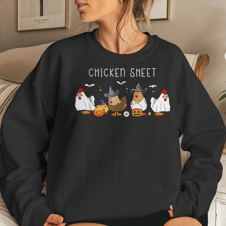 Chicken Sheet Halloween Ghost Chickens Farm Animal Lover Women Sweatshirt Gifts for Her