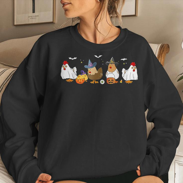 Chicks Ghost Boo Chicken Halloween Chicken Boo Sheet Women Sweatshirt Gifts for Her