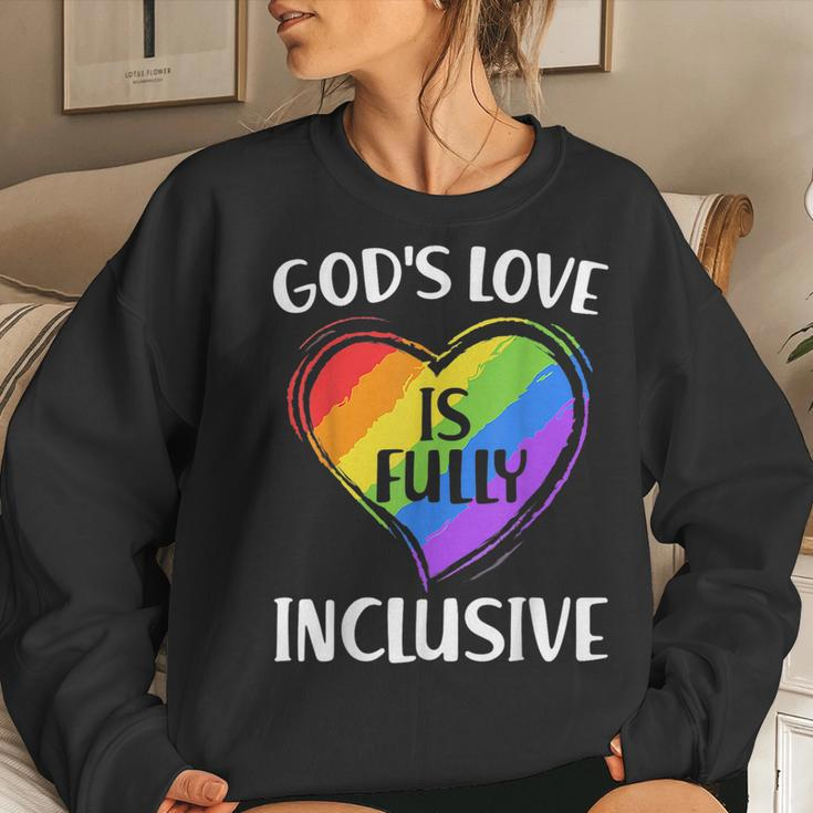 Christian Gods Love Is Fully Inclusive Gay Pride Lgbt Month Women Sweatshirt Gifts for Her
