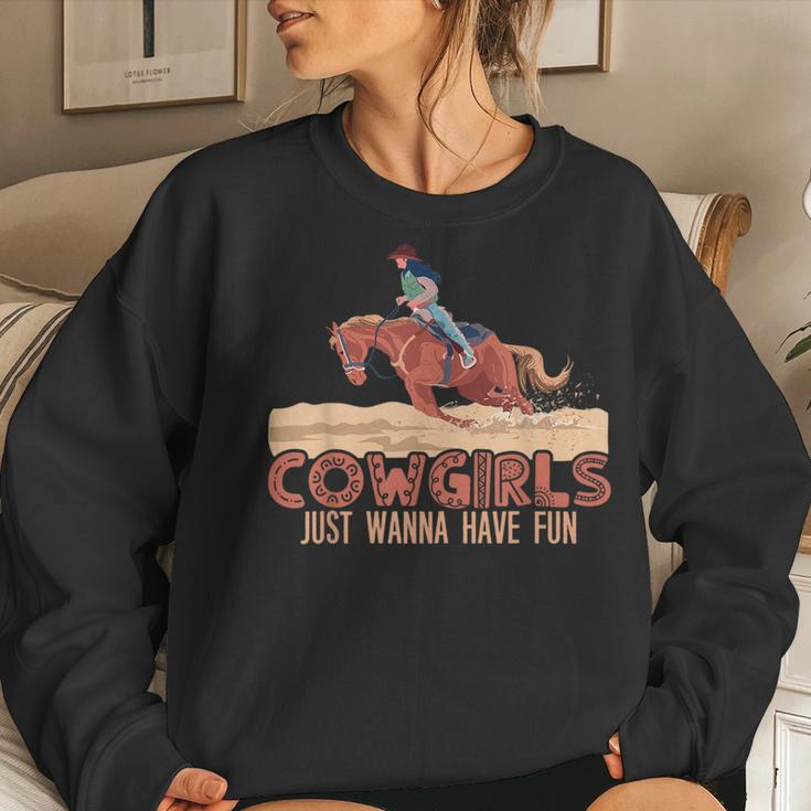 Cowgirls Just Wanna Have Fun Horse Riding Lover Cowgirls Horse Riding Women Sweatshirt Gifts for Her