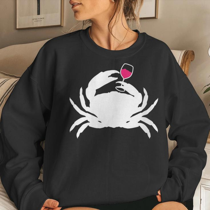 Crab Ocean Wine Cruise Vacation Lovers Drinking Women Sweatshirt Gifts for Her