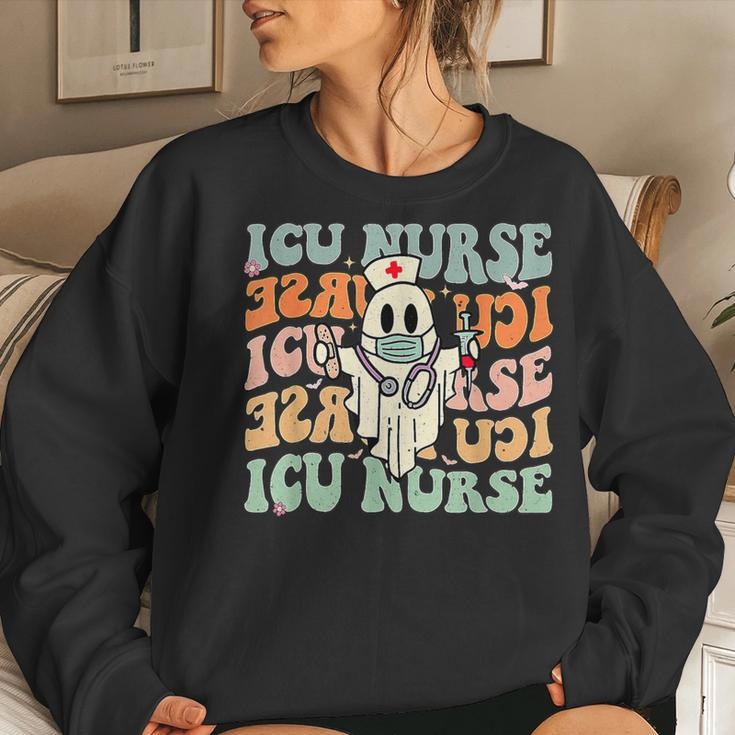 Critical Care Nurse Icu Neonatal Ghost Halloween Nursing Women Sweatshirt Gifts for Her