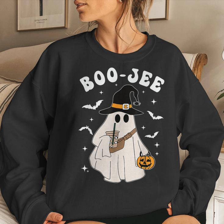 Cute Ghost Halloween Costume Coffee Witch Hat Boujee Boo Jee Women Sweatshirt Gifts for Her