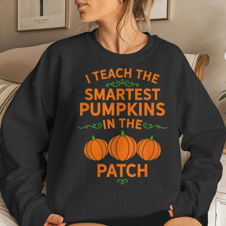 Cute Halloween Lover Pumpkin Teacher Educator Autumn Fall Pumpkin Teacher Women Sweatshirt Gifts for Her