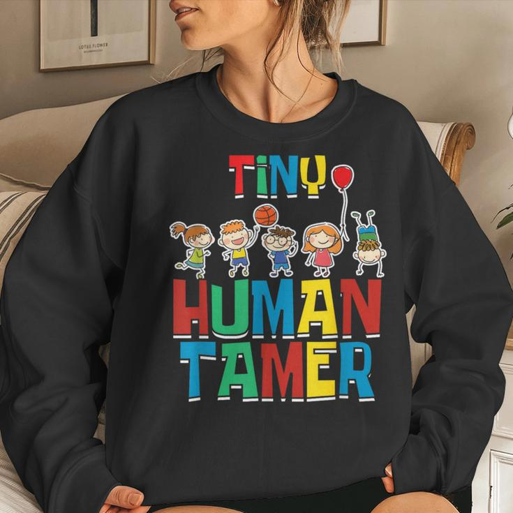 Cute Preschool Daycare School Teacher Tiny Human Tamer Women Sweatshirt Gifts for Her