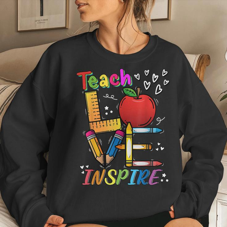 Cute Teach Love And Inspire Teacher Back To School Women Sweatshirt Gifts for Her