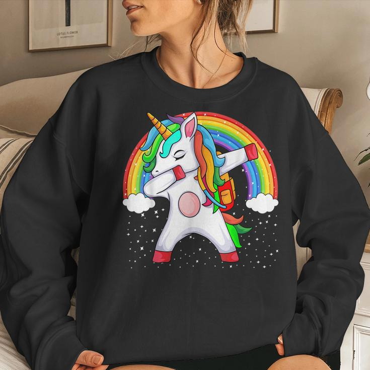 Dabbing Unicorn Back To School First Day Girls Boys Women Sweatshirt Gifts for Her