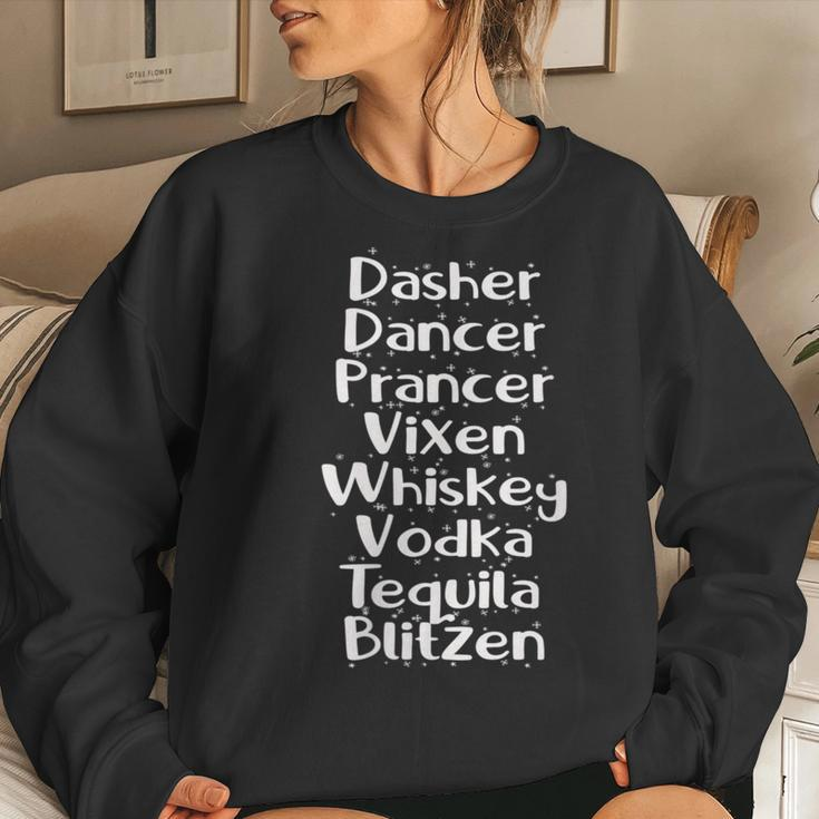 Dasher Dancer Whiskey Vodka Tequila Christmas Alcohol Women Sweatshirt Gifts for Her