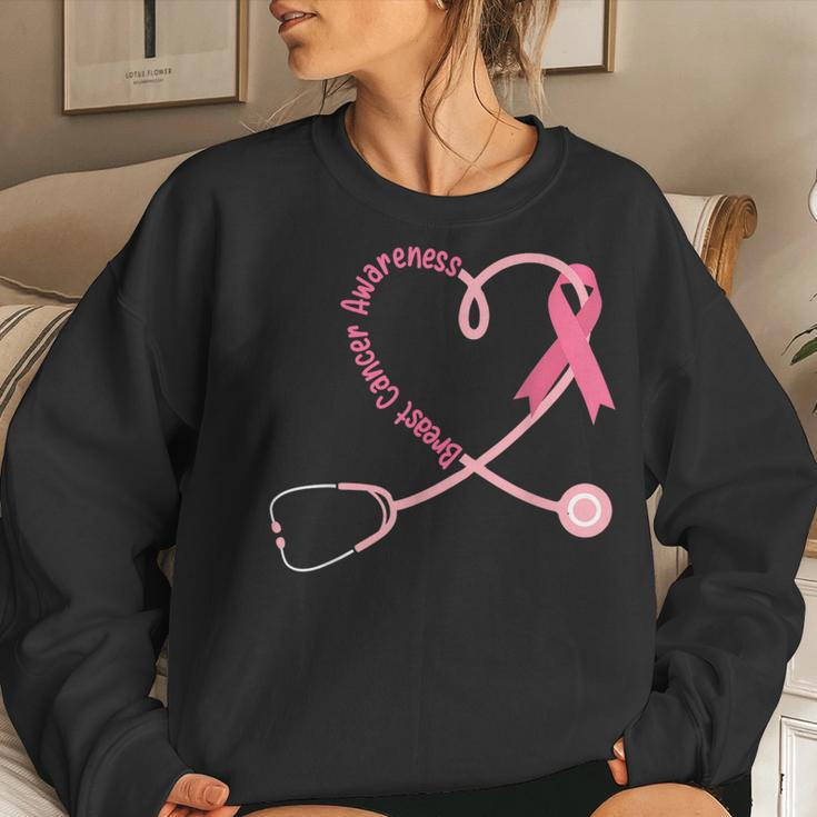 Doctor Nurse Heart Love Pink Ribbon Cute Breast Cancer Women Sweatshirt Gifts for Her