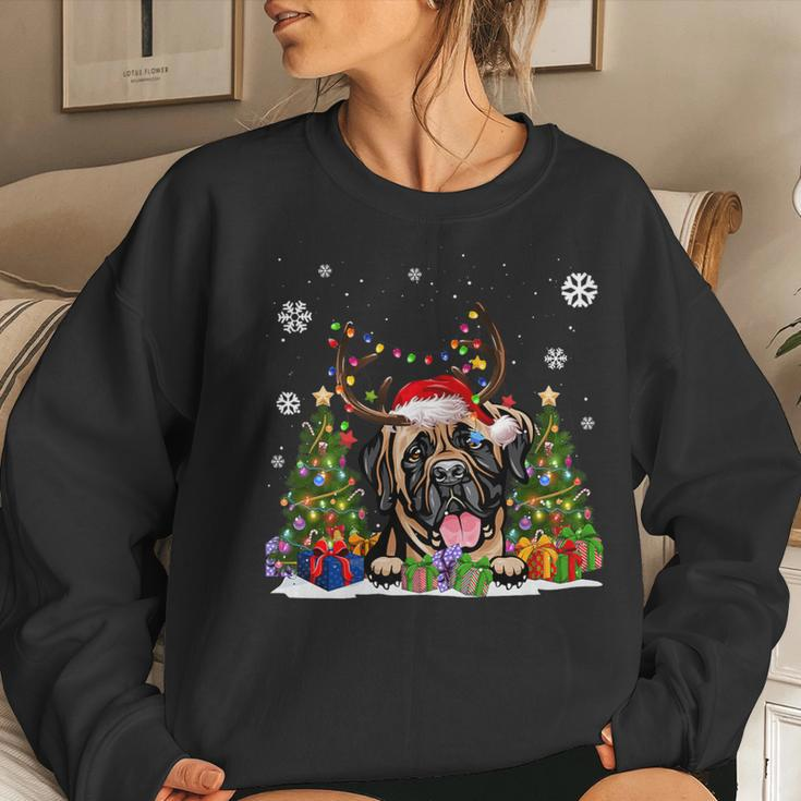 Dog Lovers Cute Mastiff Santa Hat Ugly Christmas Sweater Women Sweatshirt Gifts for Her