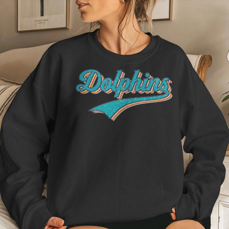Dolphins Sports Name Vintage Retro For Boy Girl Women Sweatshirt Gifts for Her