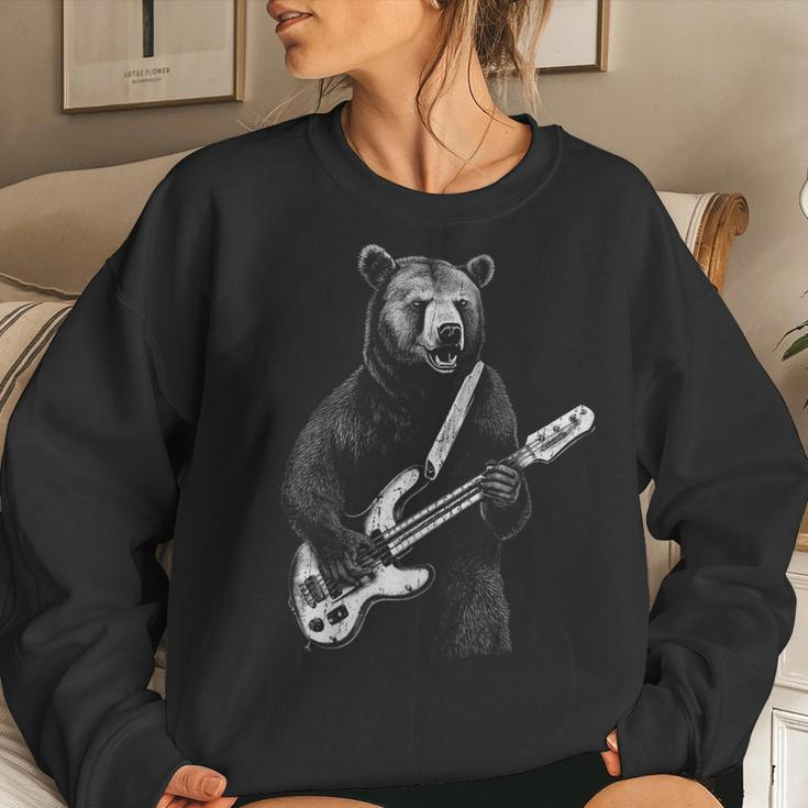 Electric Bass Guitar Bear Bassist And Music Teacher Women Sweatshirt Gifts for Her