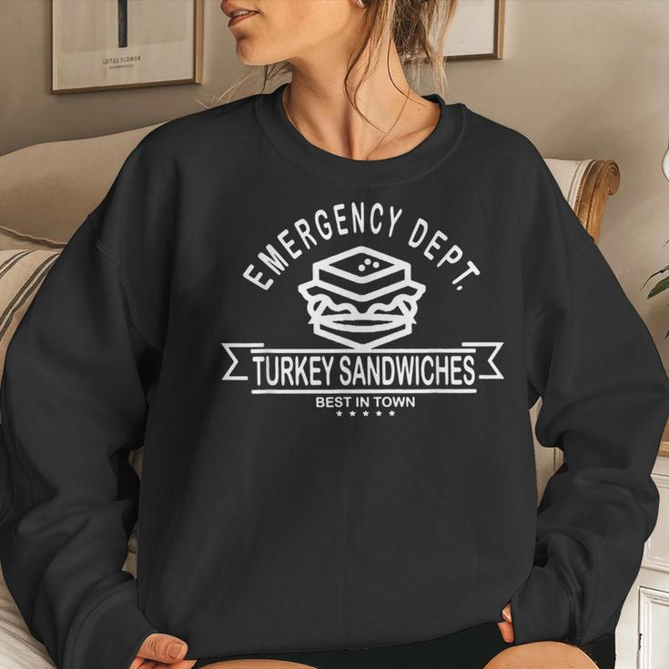 Emergency Nurse Funny Ed Nurse Turkey Sandwiches Women Crewneck Graphic Sweatshirt Gifts for Her