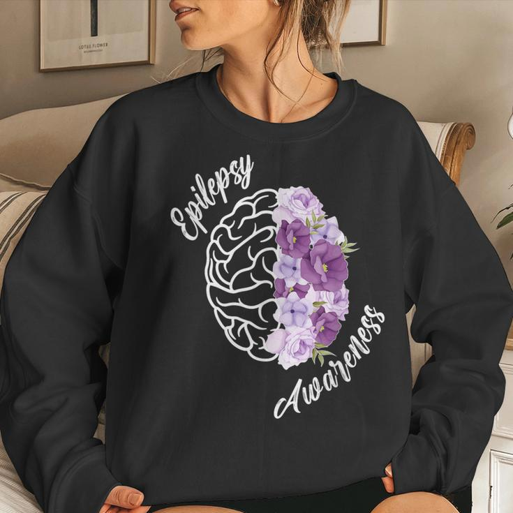 Epilepsy Awareness Flowers Epilepsy Warrior Women Sweatshirt Gifts for Her