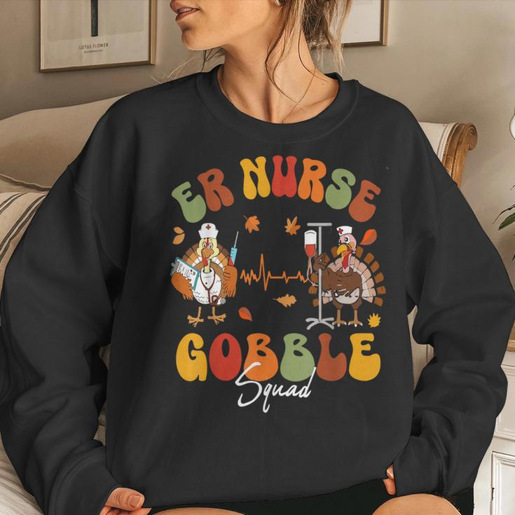 Er Nurse Turkey Gobble Squad Er Nurse Thanksgiving Women Sweatshirt Gifts for Her