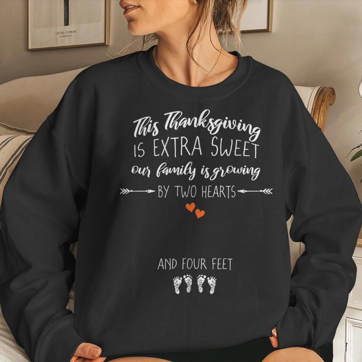 Expecting Mom Thanksgiving Twin Pregnancy Announcement Women Sweatshirt Gifts for Her