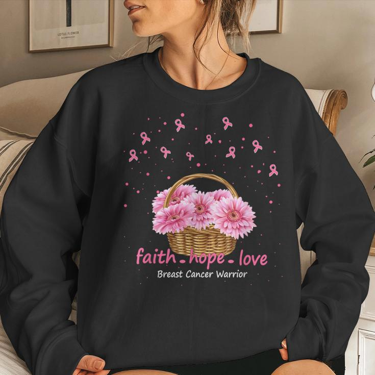 Faith Hope Love Breast Cancer Pink Ribbons With Sunflowers Women Sweatshirt Gifts for Her
