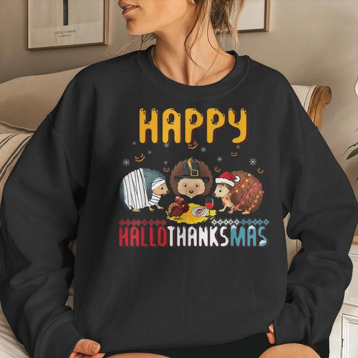 Fall Autumn Christmas Hedgehog Halloween Happy Thanksgiving Happy Thanksgiving Women Sweatshirt Gifts for Her