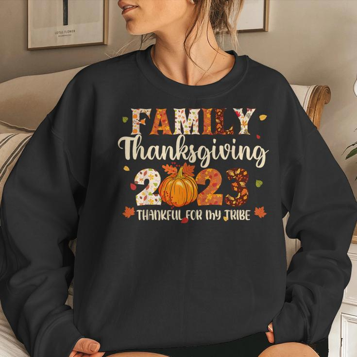 Family Thanksgiving 2023 Thankful For My Tribe Fall Autumn Women Sweatshirt Gifts for Her