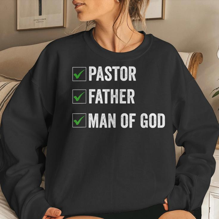 Fathers Day From Church Pastor Dad Man Of God Women Crewneck Graphic Sweatshirt Gifts for Her
