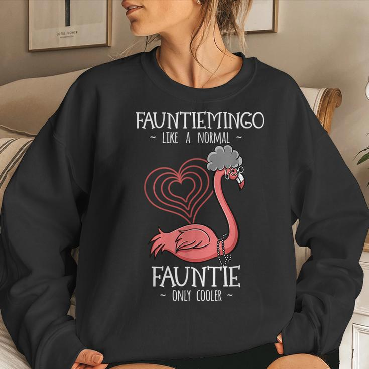 Fauntiemingo Fauntie Flamingo Lover Auntie Aunty Tita Tia Flamingo Sweatshirt Gifts for Her