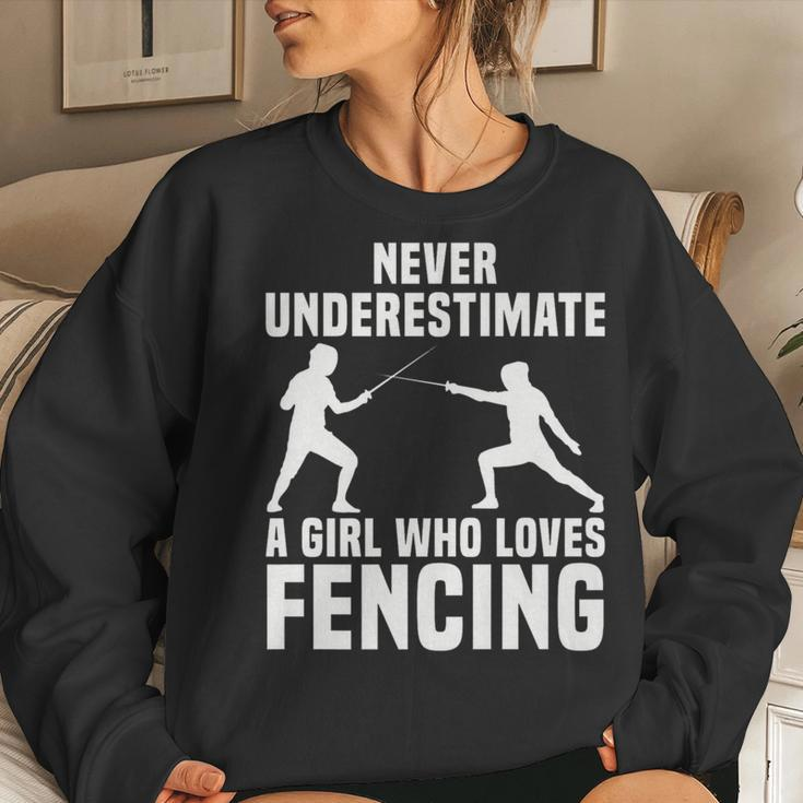 Fencing Parry Girl Loves Fencing Game Never Underestimate Women Sweatshirt Gifts for Her