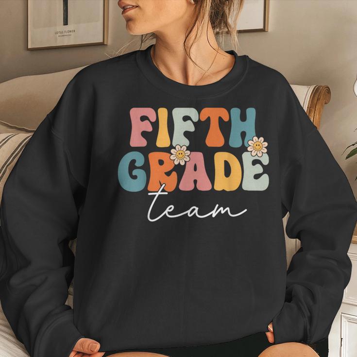 Fifth Grade Team Retro Groovy Back To School 5Th Grade Women Sweatshirt Gifts for Her