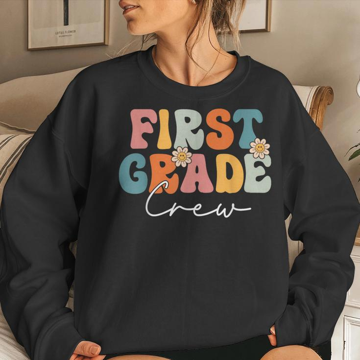 First Grade Crew Team Retro Groovy Vintage Back To School Women Sweatshirt Gifts for Her