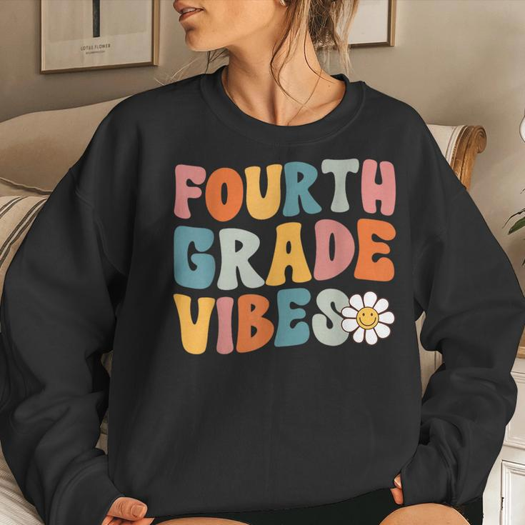 Fourth Grade Vibes 4Th Grade Team Retro First Day Of School Women Sweatshirt Gifts for Her