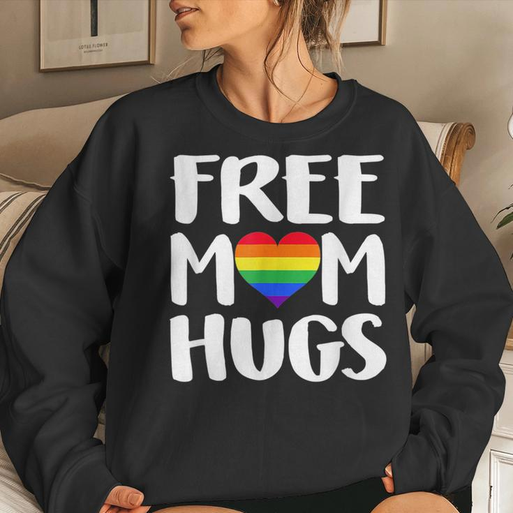 Free Mom Hugs Heart Rainbow Flag Lgbt Pride Month Women Sweatshirt Gifts for Her