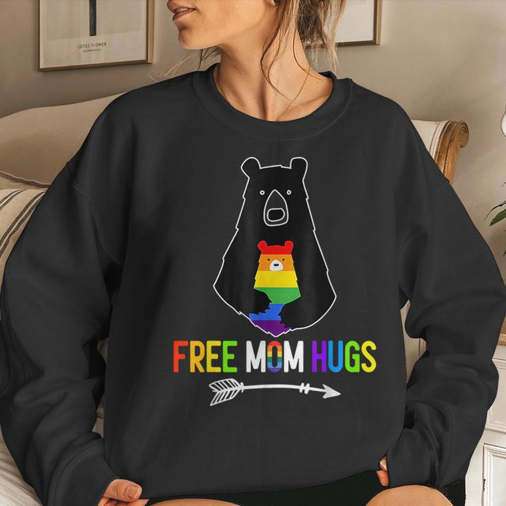 Free Mom Hugs Pride Lgbtq Gay Rainbow Flag Mama Bear Women Sweatshirt Gifts for Her