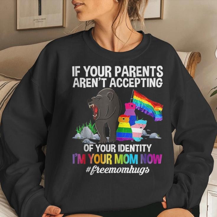 Free Mom Hugs Proud Mama Bear Lgbt Gay Pride Lgbtq Parade Women Crewneck Graphic Sweatshirt Gifts for Her